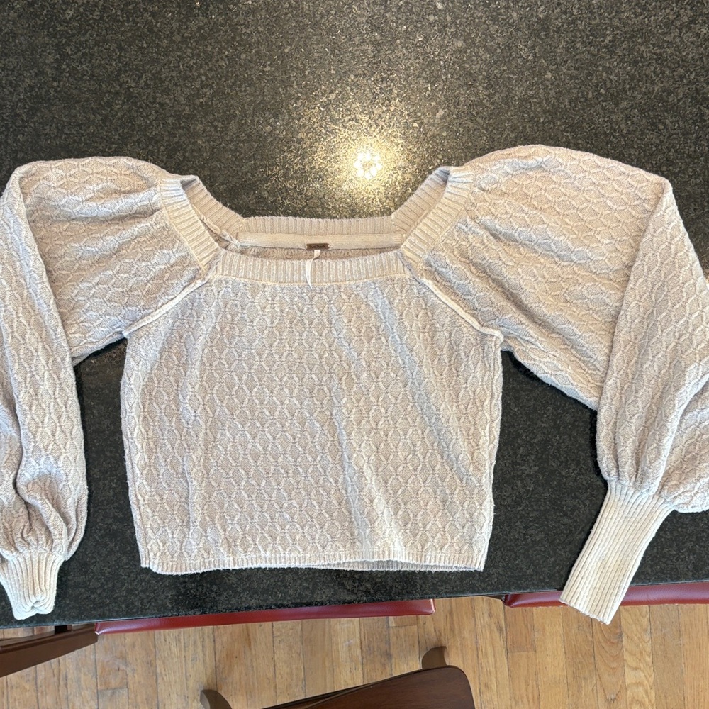 Free People Cream Off-the-Shoulder Sweater